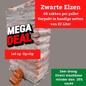 Haardhout Elzen 60 x 22L  incl thuisbezorgen 