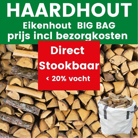 Haardhout Eikenhout - 1 kuub Big Bag