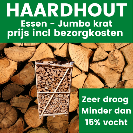 Haardhout Essen 1.8 kuub  gestapeld - DROOG 