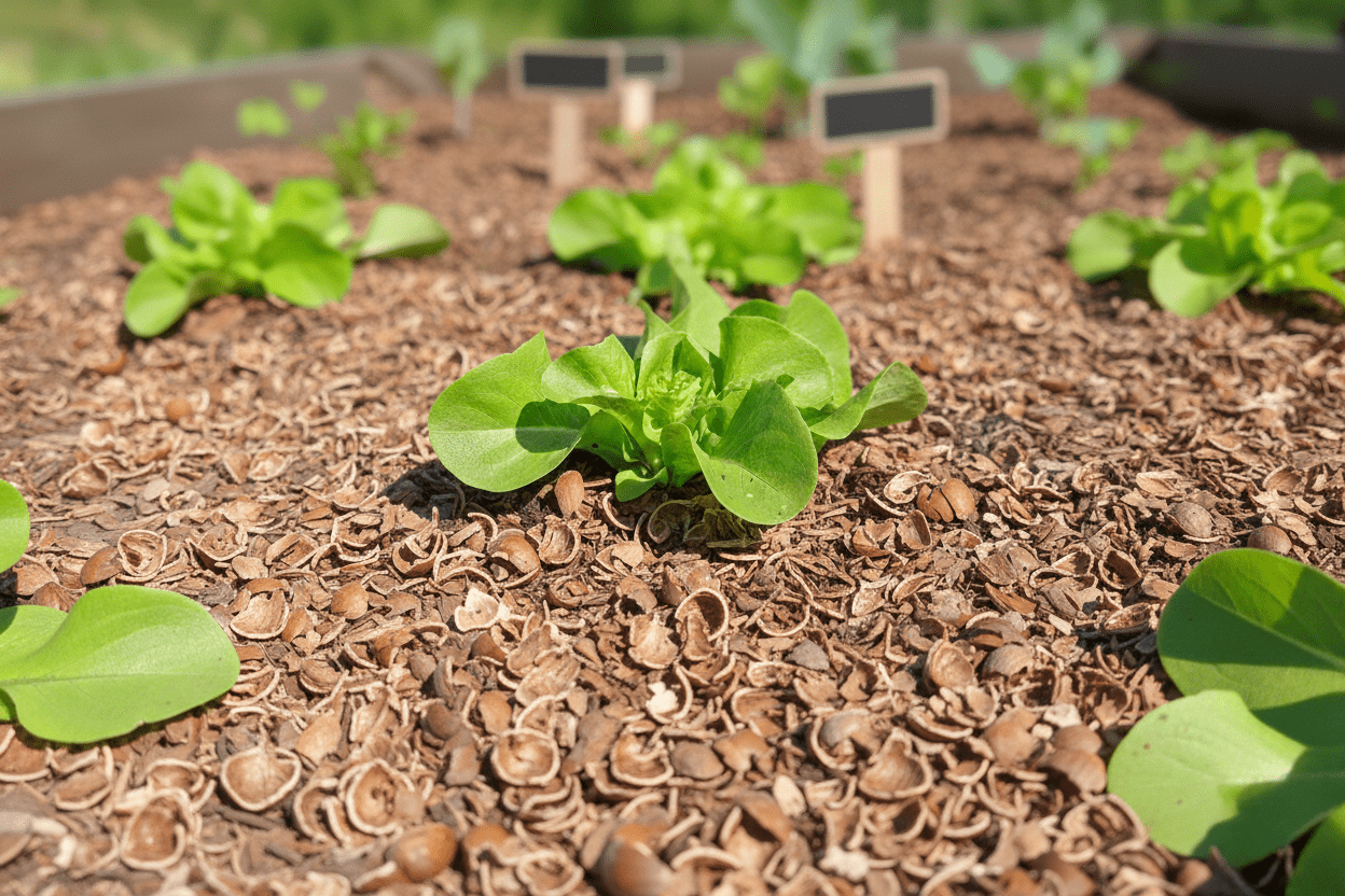 Cacaodoppen als bodembedekking in de moestuin - 6 voordelen - Boomschors.nl