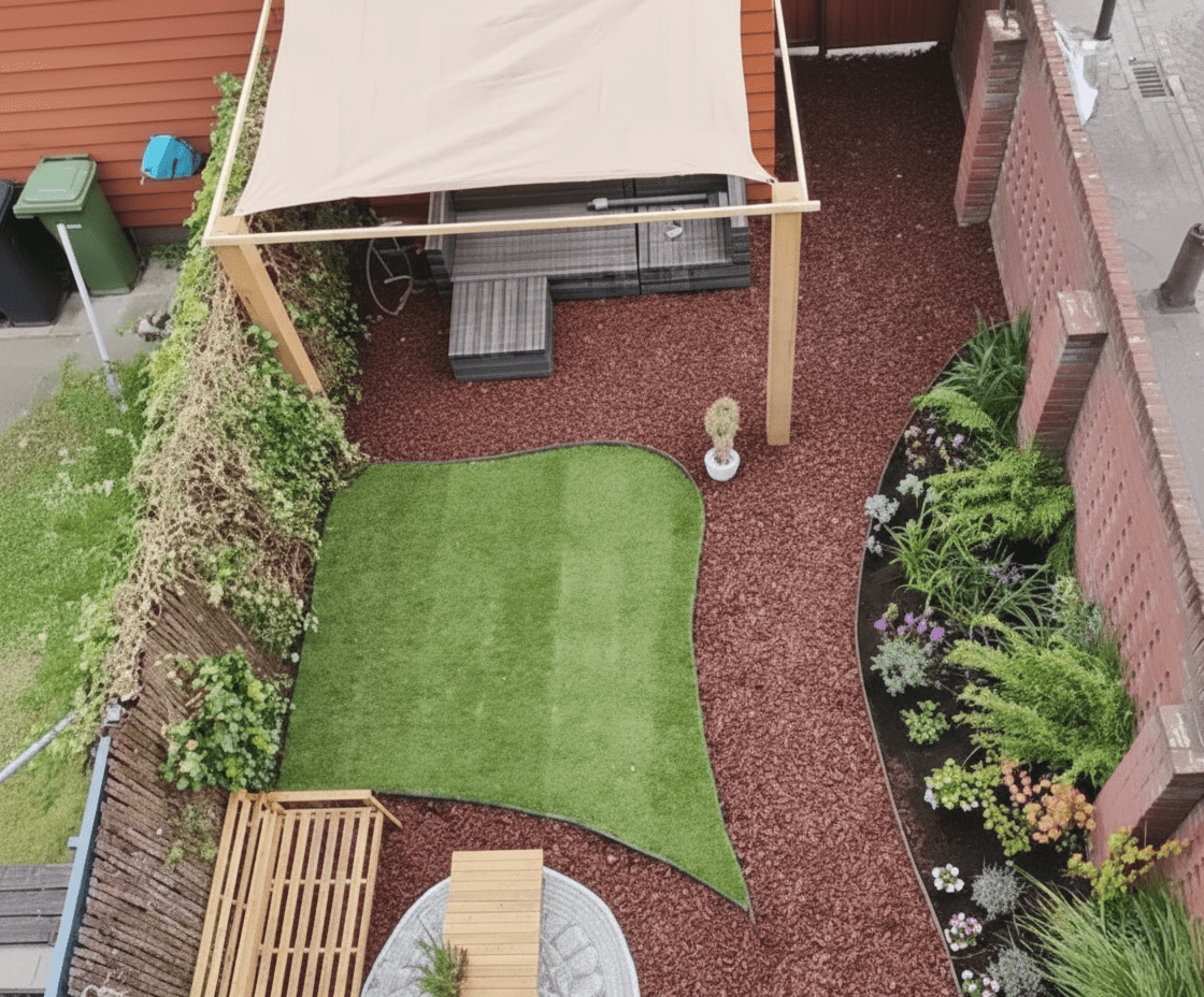 Terras van boomschors aanleggen - Boomschors.nl
