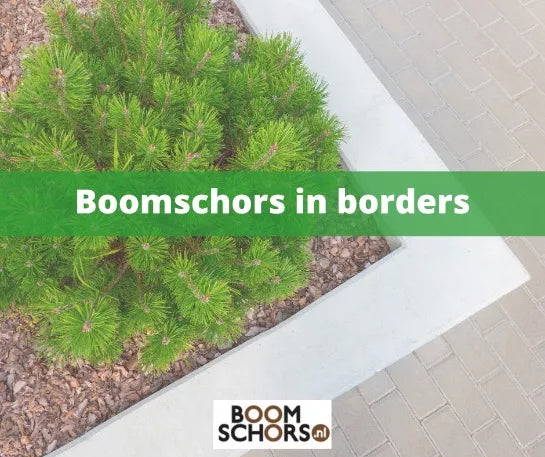 Afscheiding of border maken met boomschors
