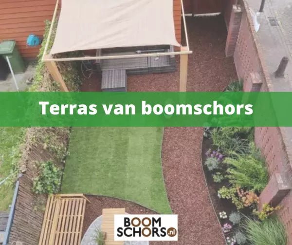 Terras van boomschors aanleggen - Boomschors.nl